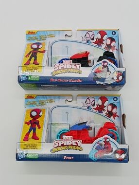 Disney Jr Marvey Spidey & Friends Set Of 2 Motorcycle Toys - Miles & Spidey NIB